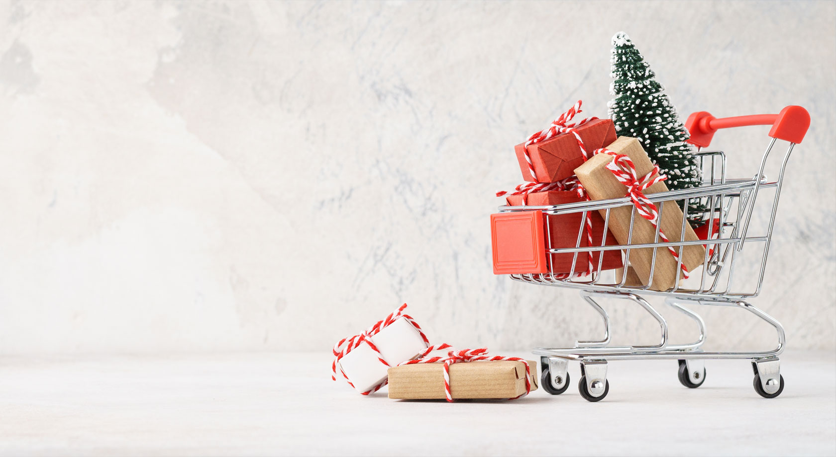 Christmas presents in cart.